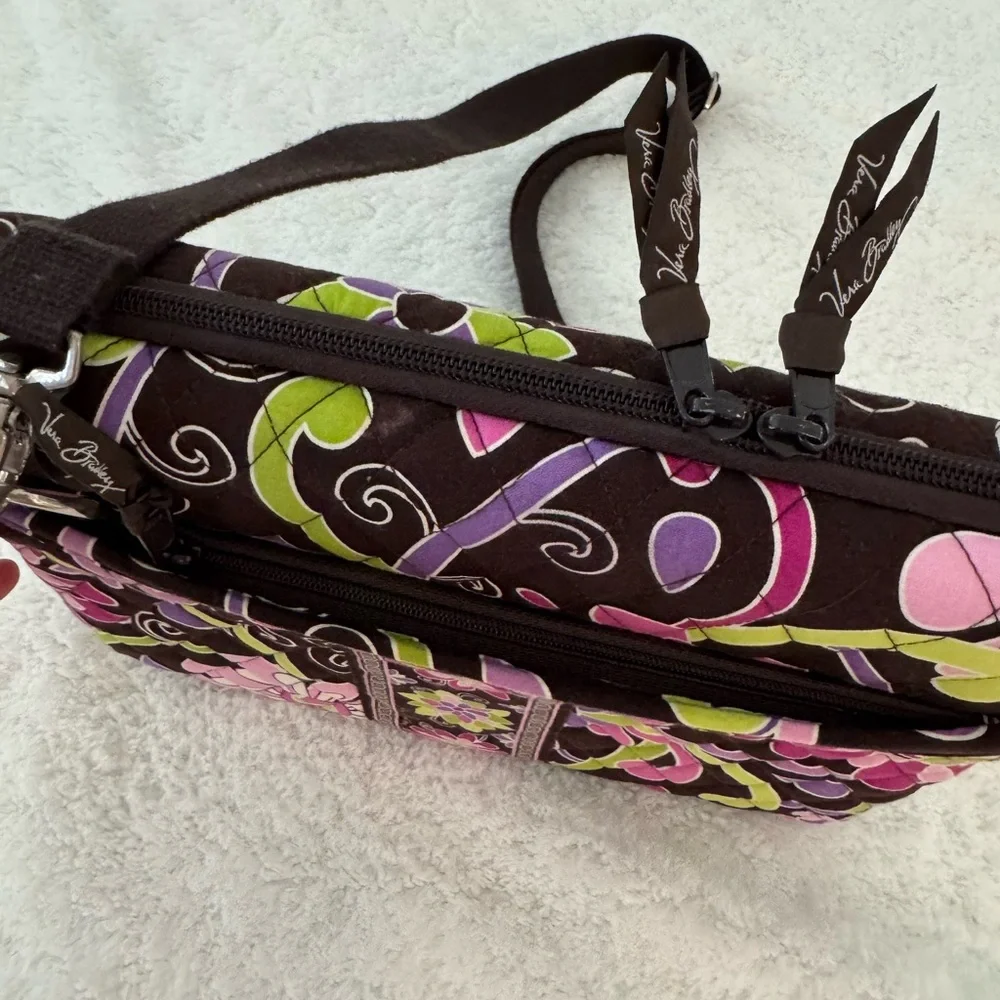 Vera Bradley Brown Plum Crazy Floral Hardshell Tablet Carrying Case Adj Strap
